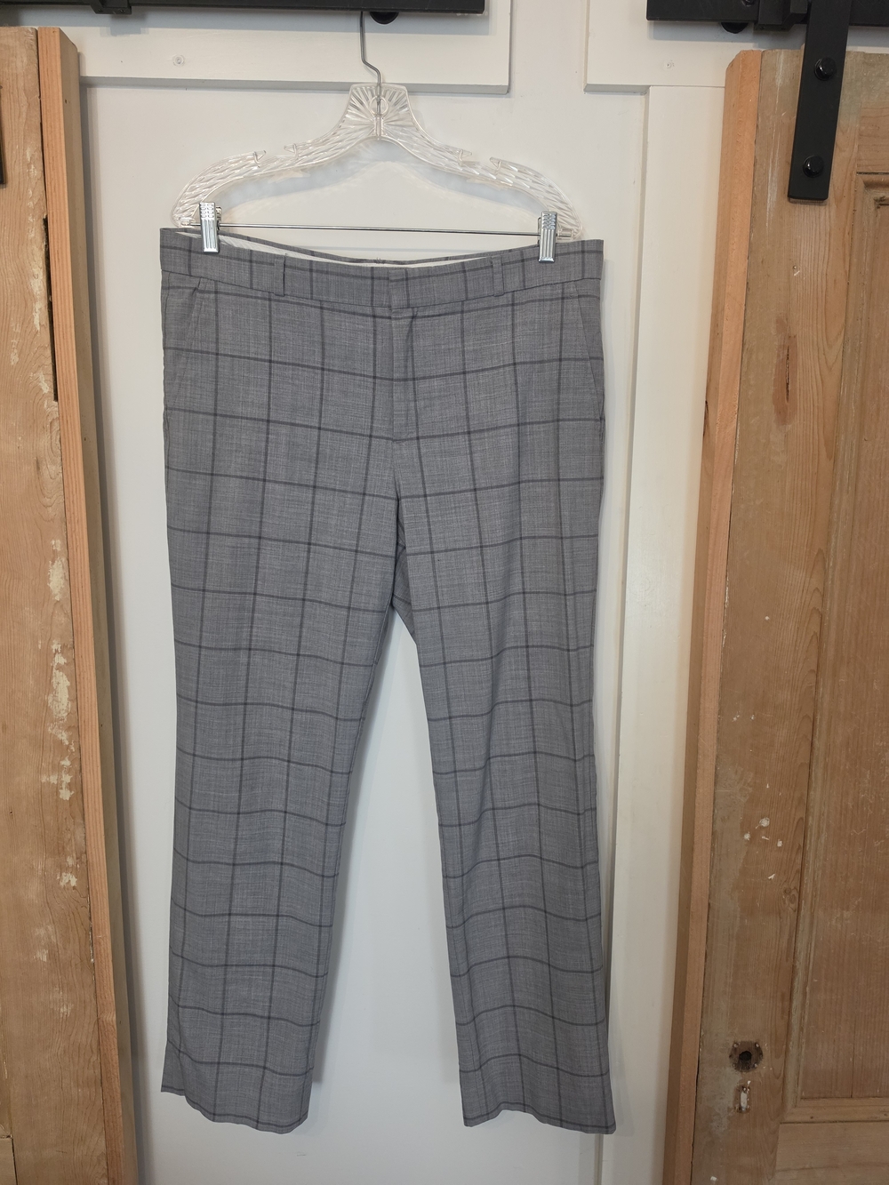 Banana Republic Women's Gray Windowpane Dress Pants (12)